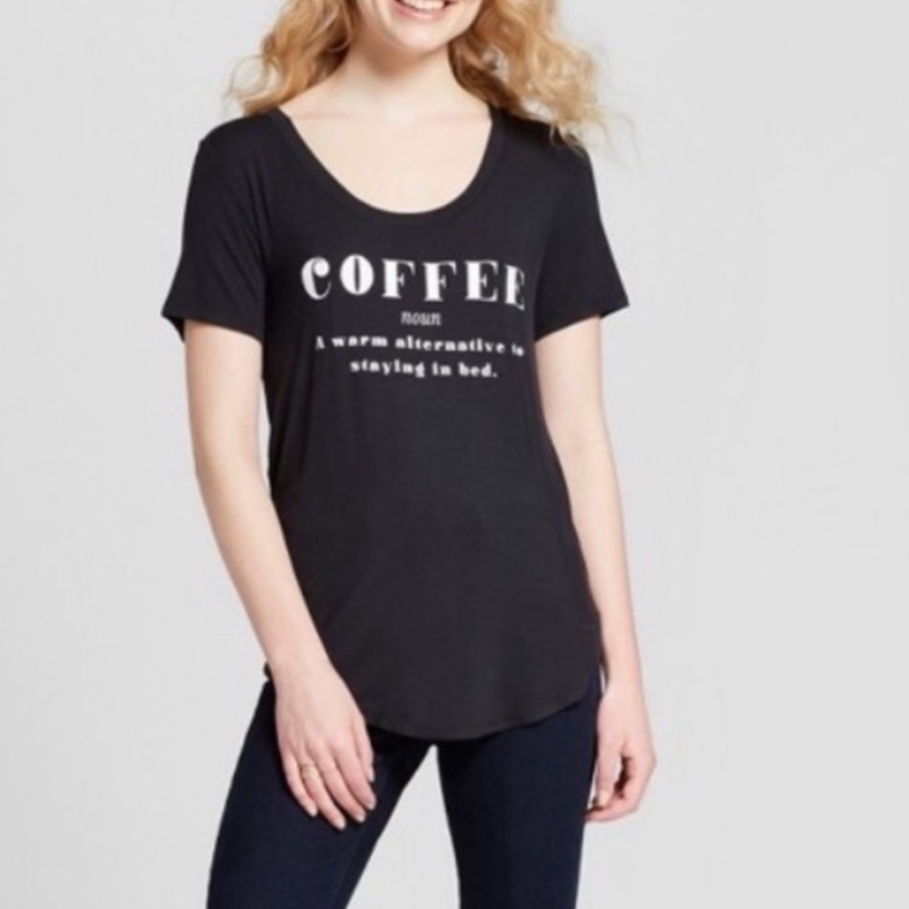 🌻3/$20 Fifth Sun Coffee Black & White Graphic Print Super Soft Tee, Size S